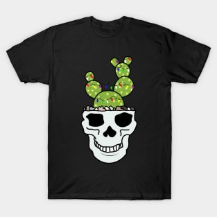 Christmas Tree Succulent Cactus Skull Head T-Shirt